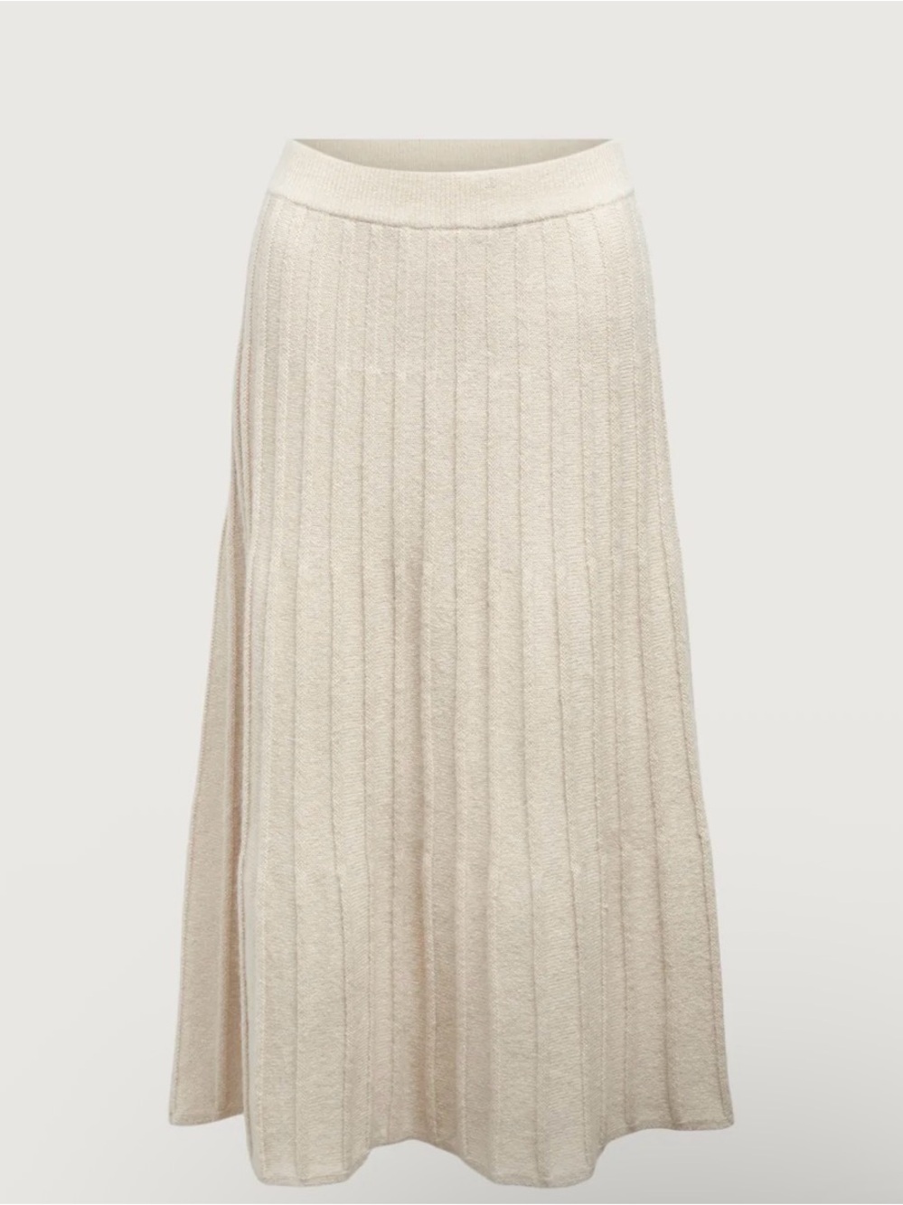 OAK + FORT Cream Pleated Midi Skirt